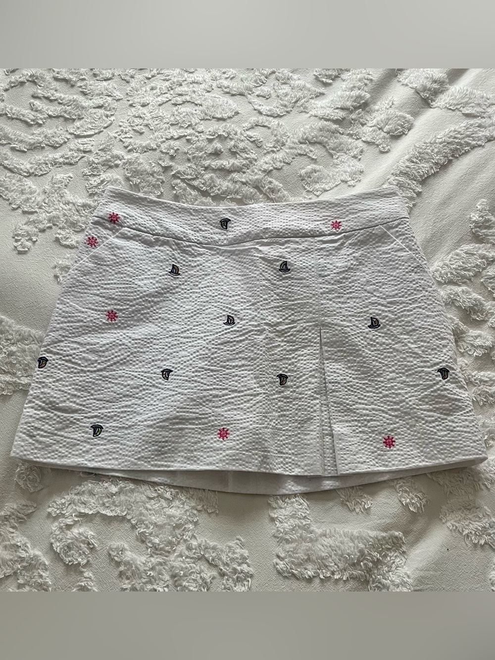 Lilly Pulitzer White Textured Skort with Pink Brand Tag